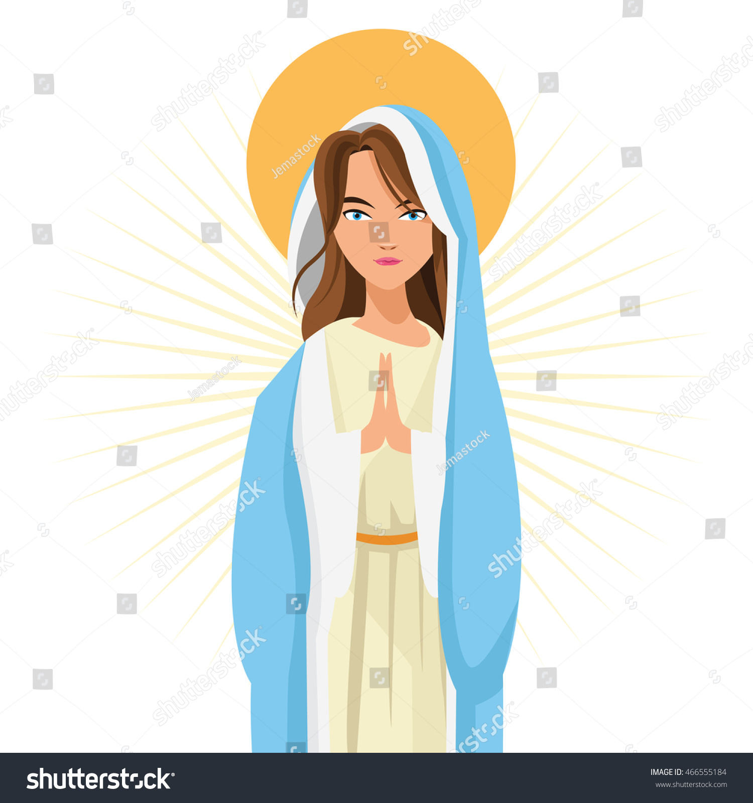 Holy Mary Woman Girl Cartoon Religion Stock Vector (Royalty Free ...