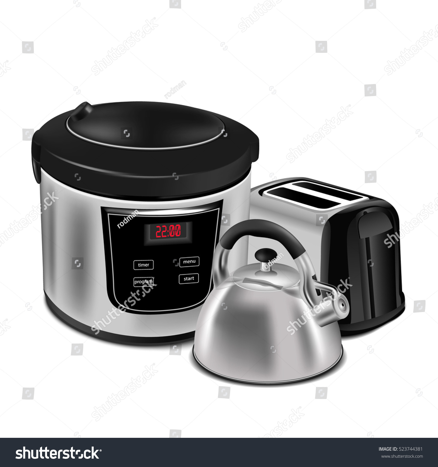 Home Appliances Set Kitchen Equipment On Stock Vector 523744381