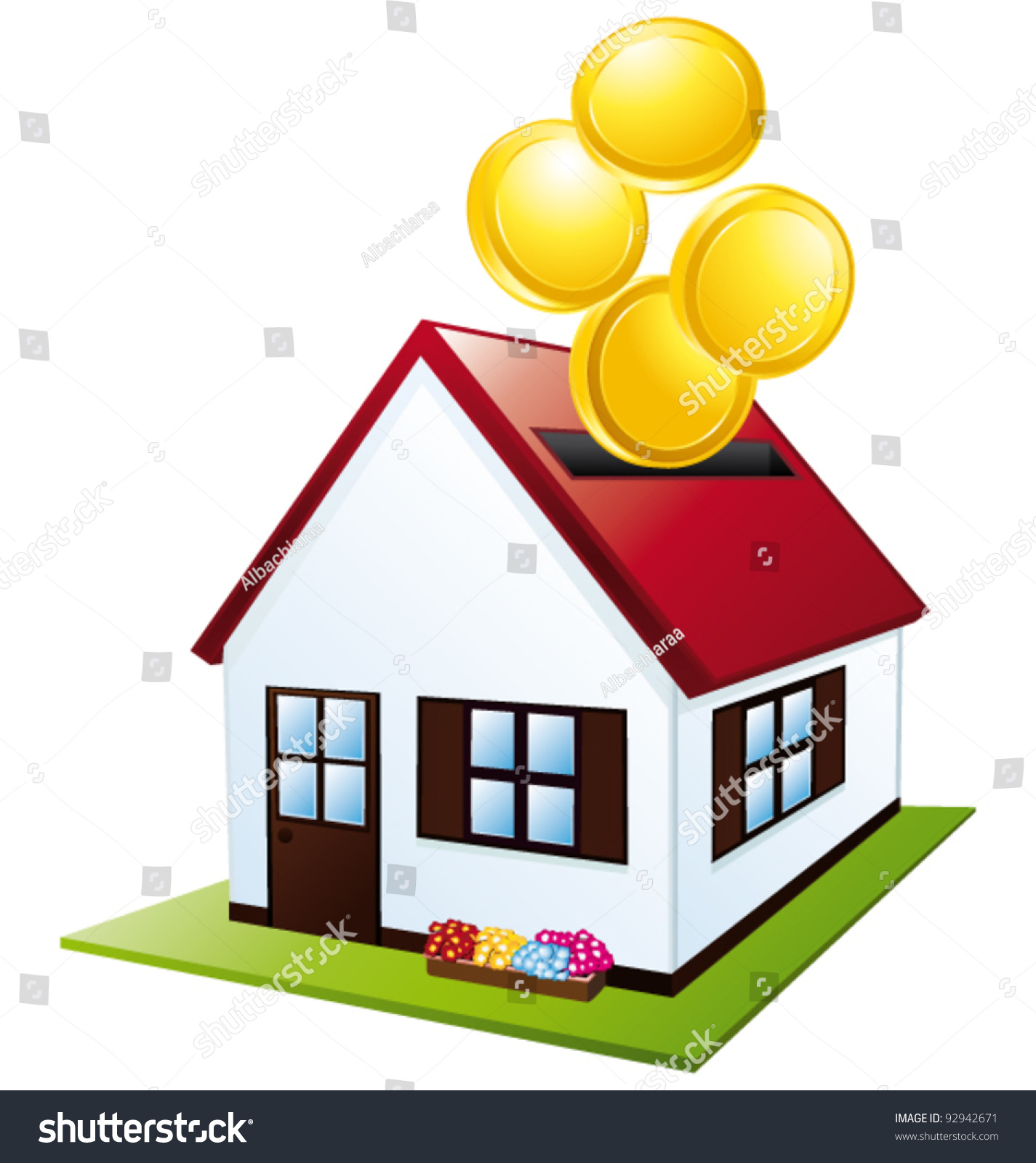 Home Budget House Piggy Bank Vector Stock Vector 92942671 - Shutterstock
