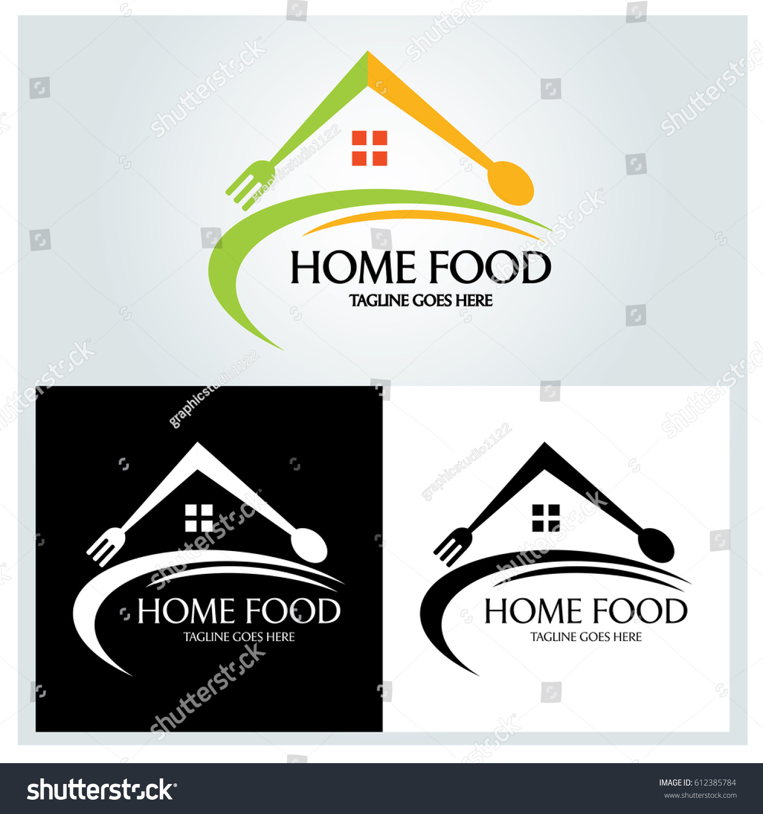 Home Food Logo Design Template Vector Stock Vector Royalty Free 612385784