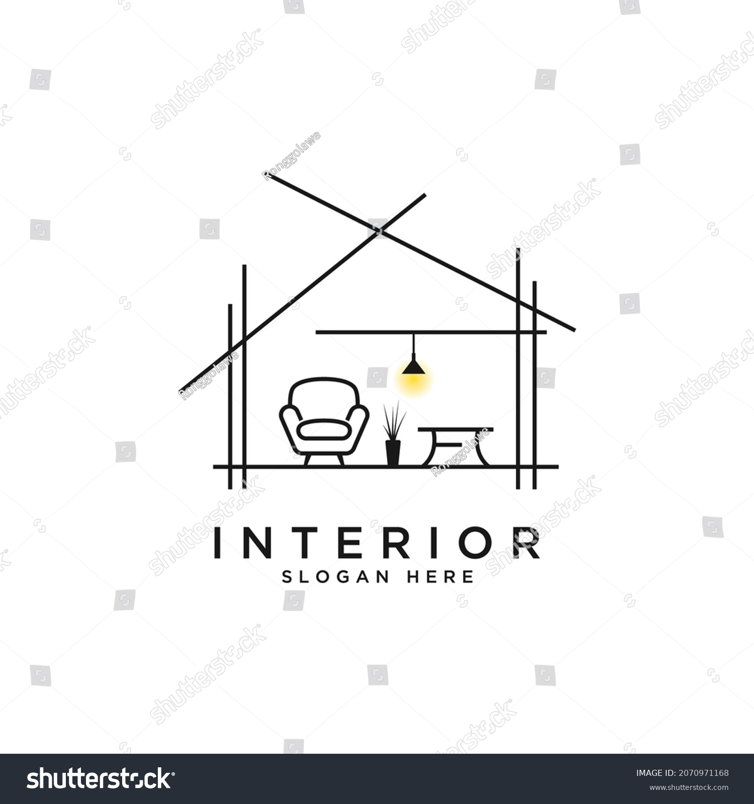 Stock Vector Home Interior Furniture Minimalist Logo Design Template 2070971168 