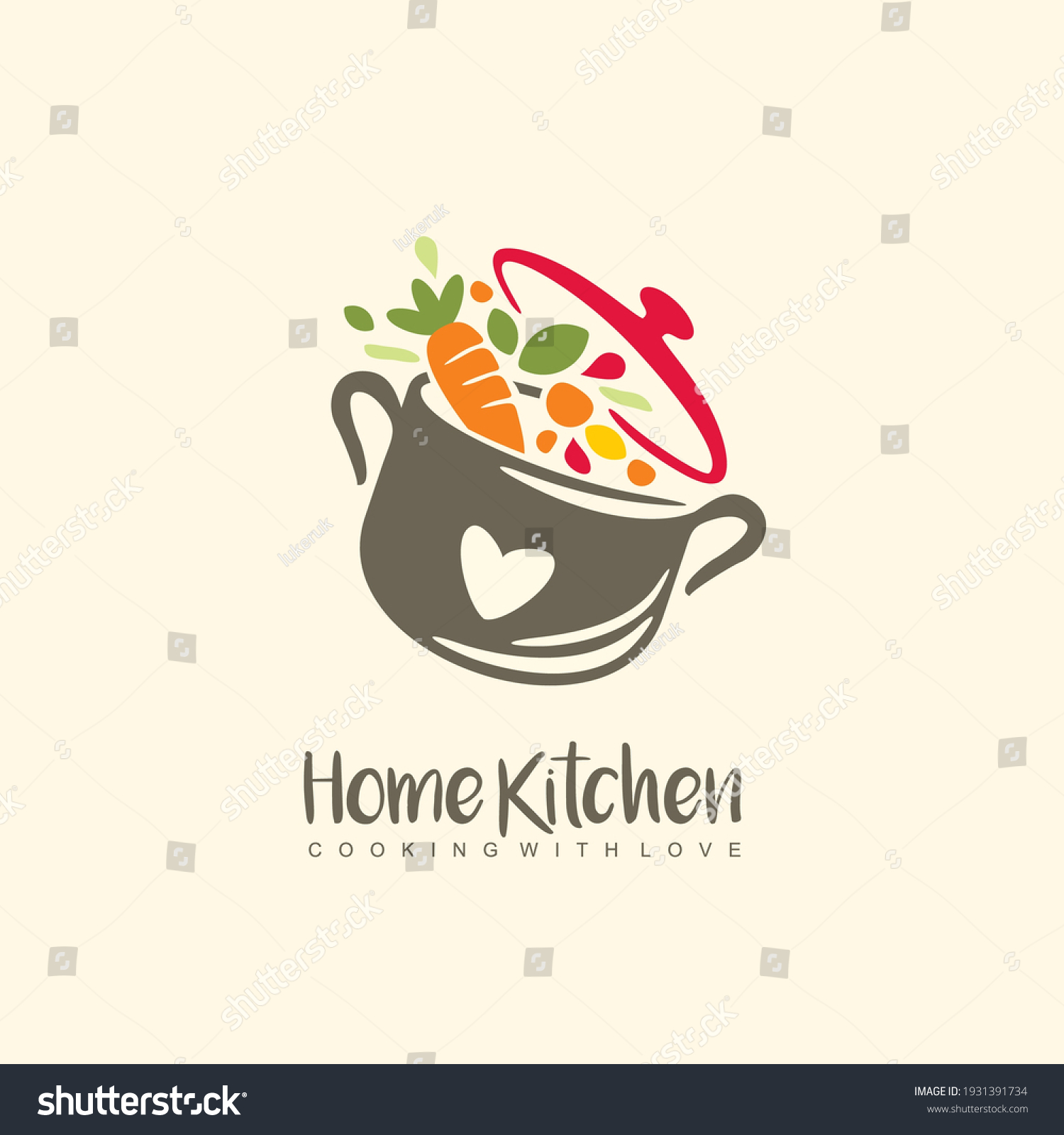 Home Kitchen Logo Pot Full Healthy Stock Vector Royalty Free 1931391734