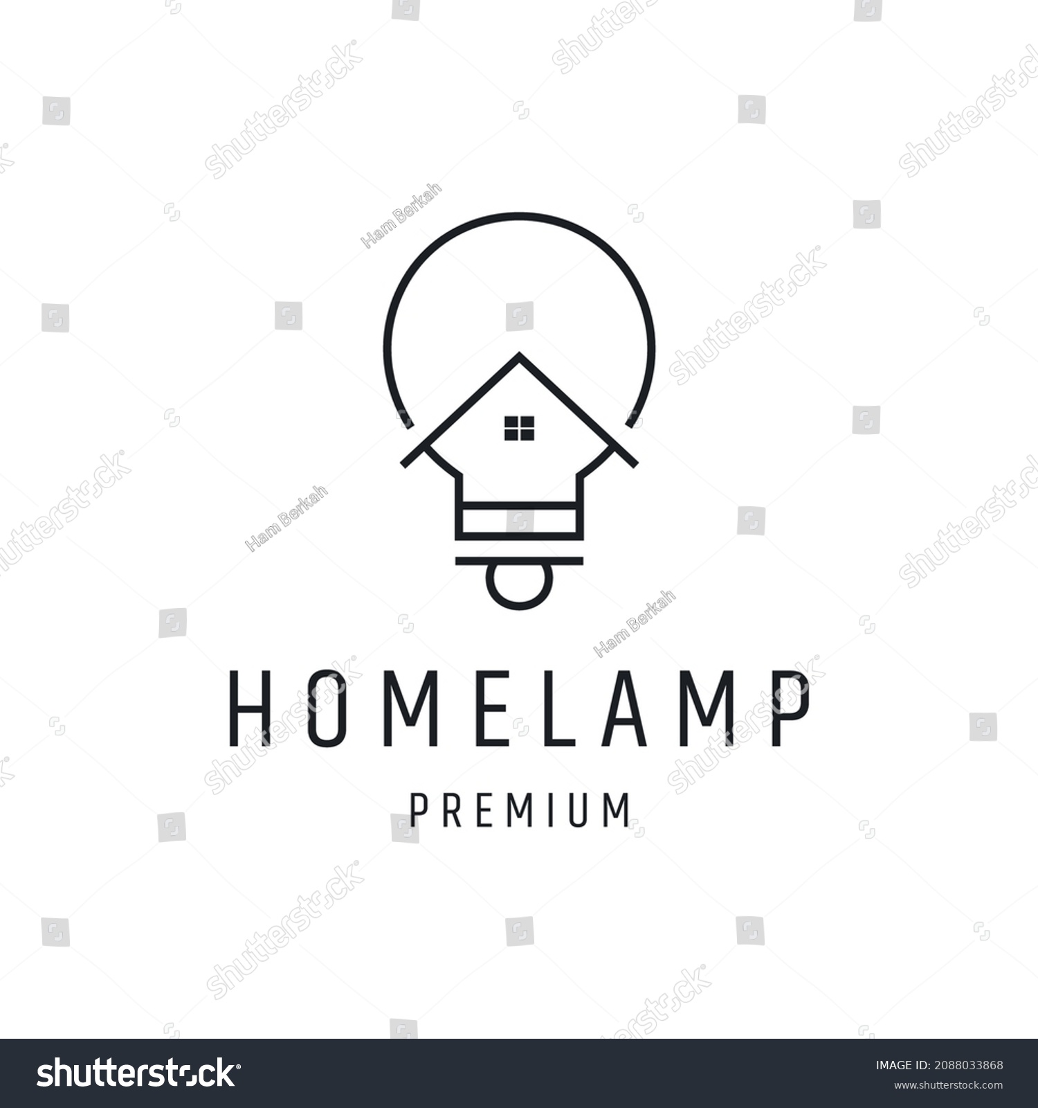 Home Lamp Logo Design Line Art Stock Vector (Royalty Free) 2088033868 ...