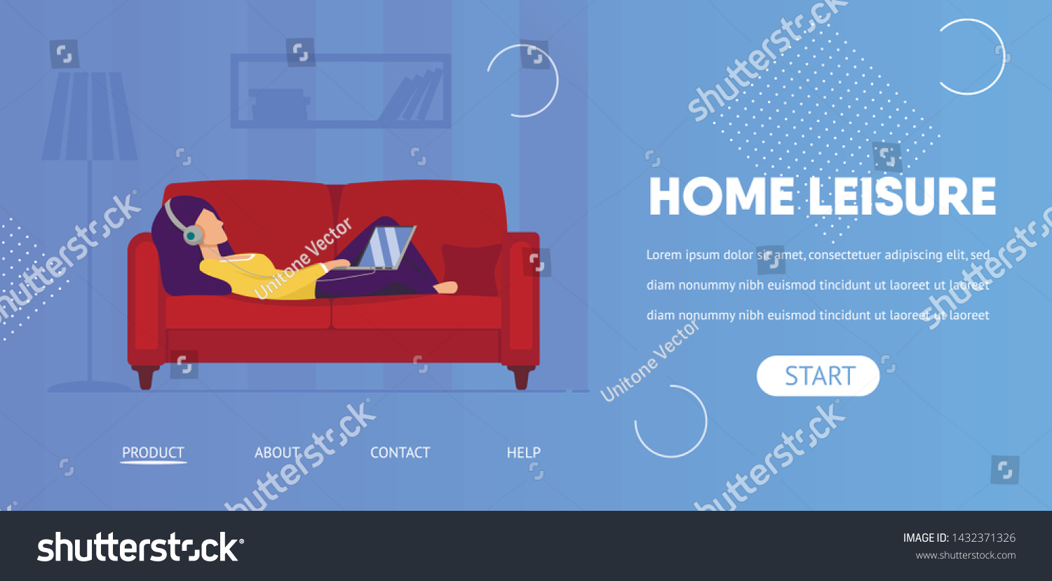 Home Leisure Horizontal Banner Young Woman Stock Vector Royalty Free