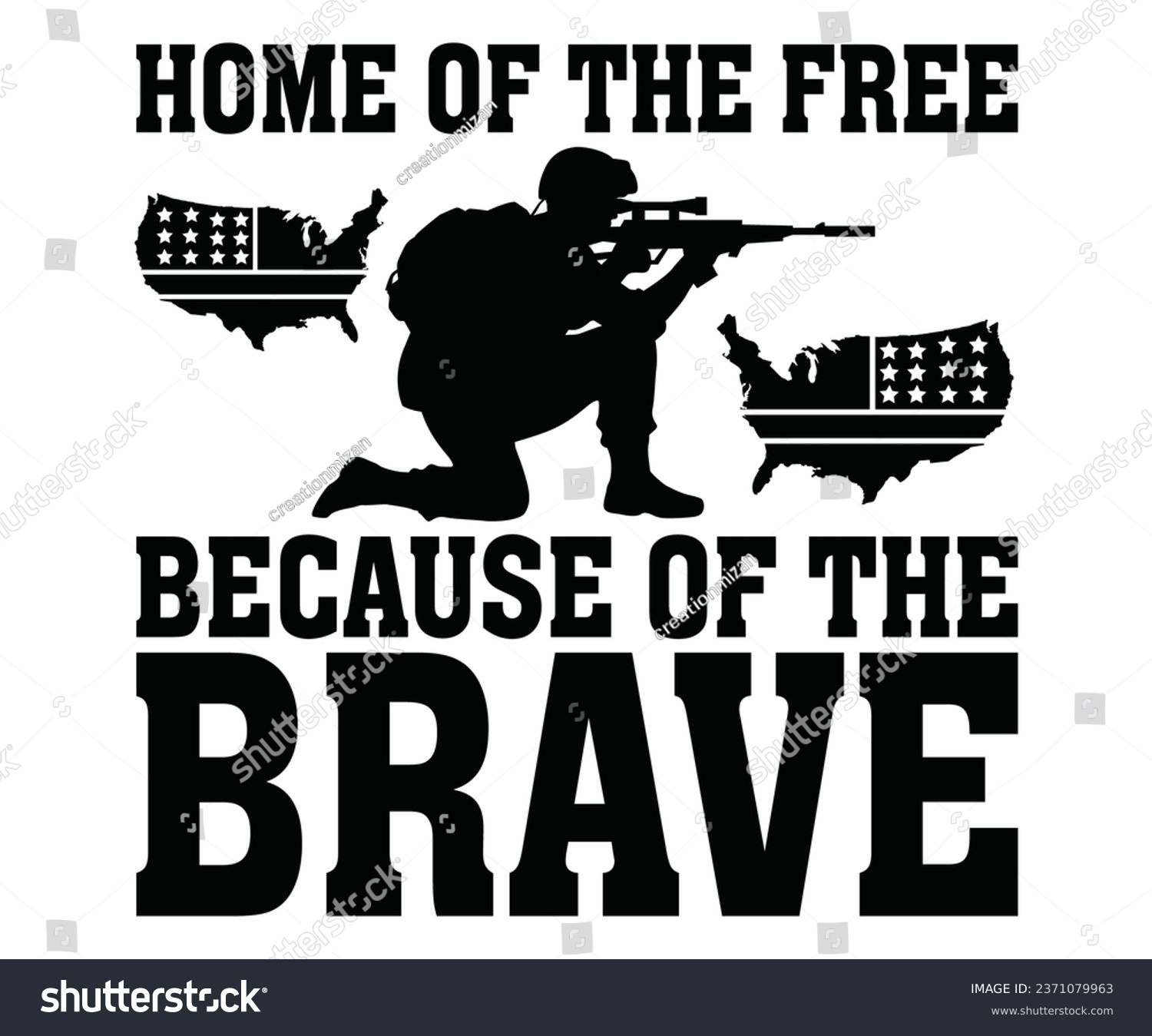 SVG of Home of the free, because of the brave Svg,Veteran Clipart,Veteran Cutfile,Veteran Dad svg,Military svg,Military Dad svg,4th of July Clipart,Military Dad Gift Idea     
 svg