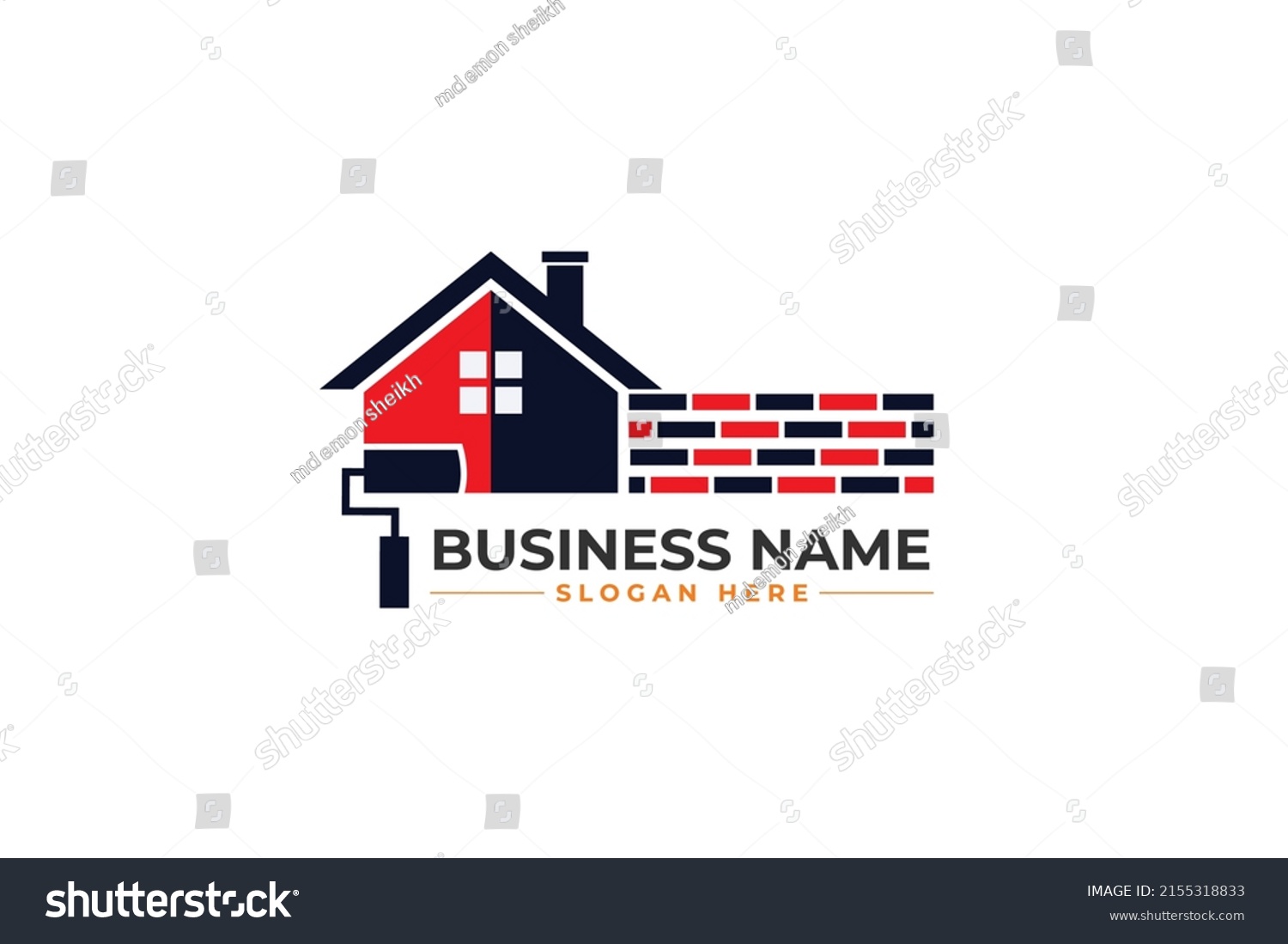 Home Painting Logo Home Paint Brush Stock Vector (Royalty Free ...