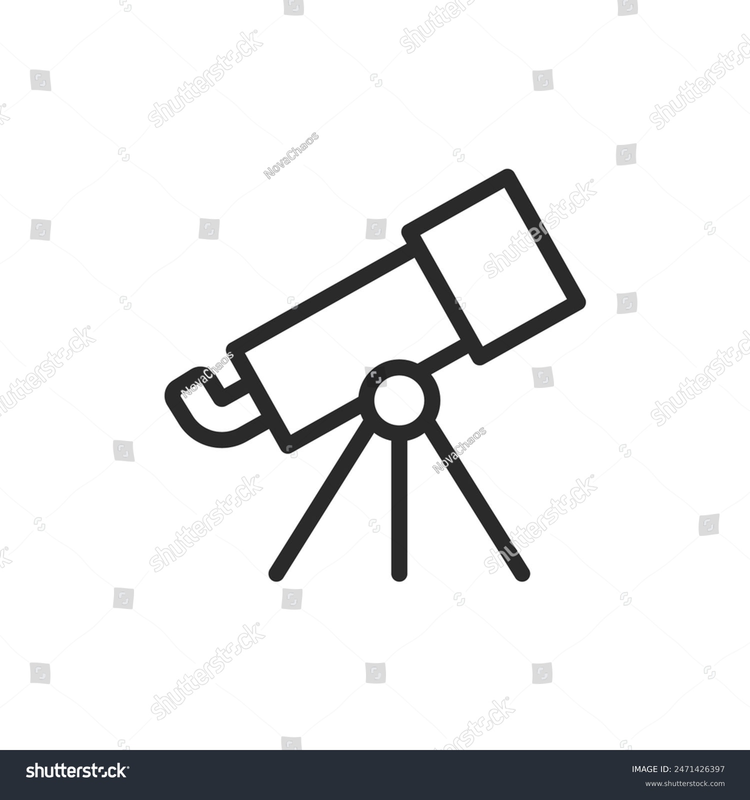 recommend clip art: Home telescope, linear style icon. Stargazing. Editable stroke width