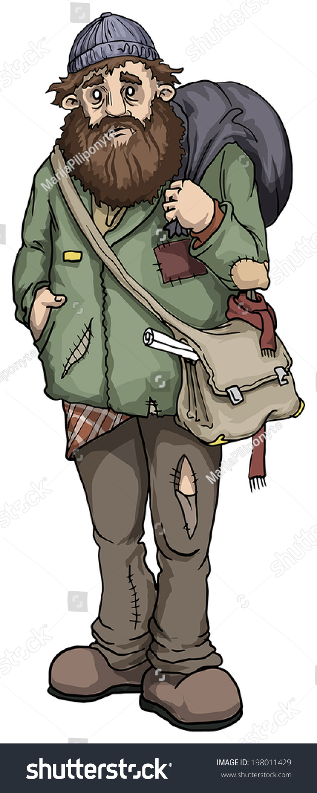 Homeless Man Vector Illustration Stock Vector 198011429 - Shutterstock