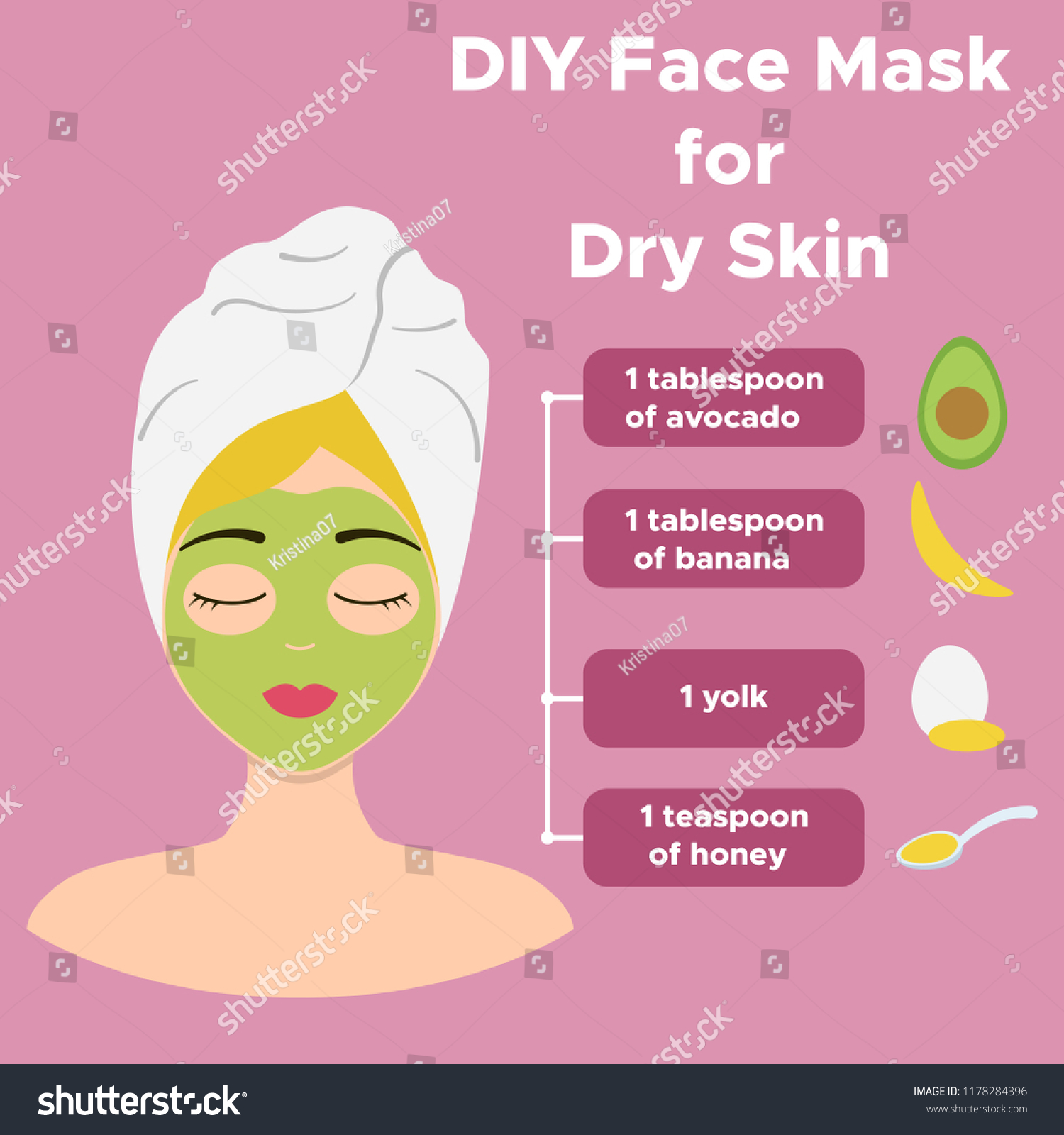 Download Homemade Facial Mask Avocado Banana Yolk Stock Vector Royalty Free 1178284396 PSD Mockup Templates