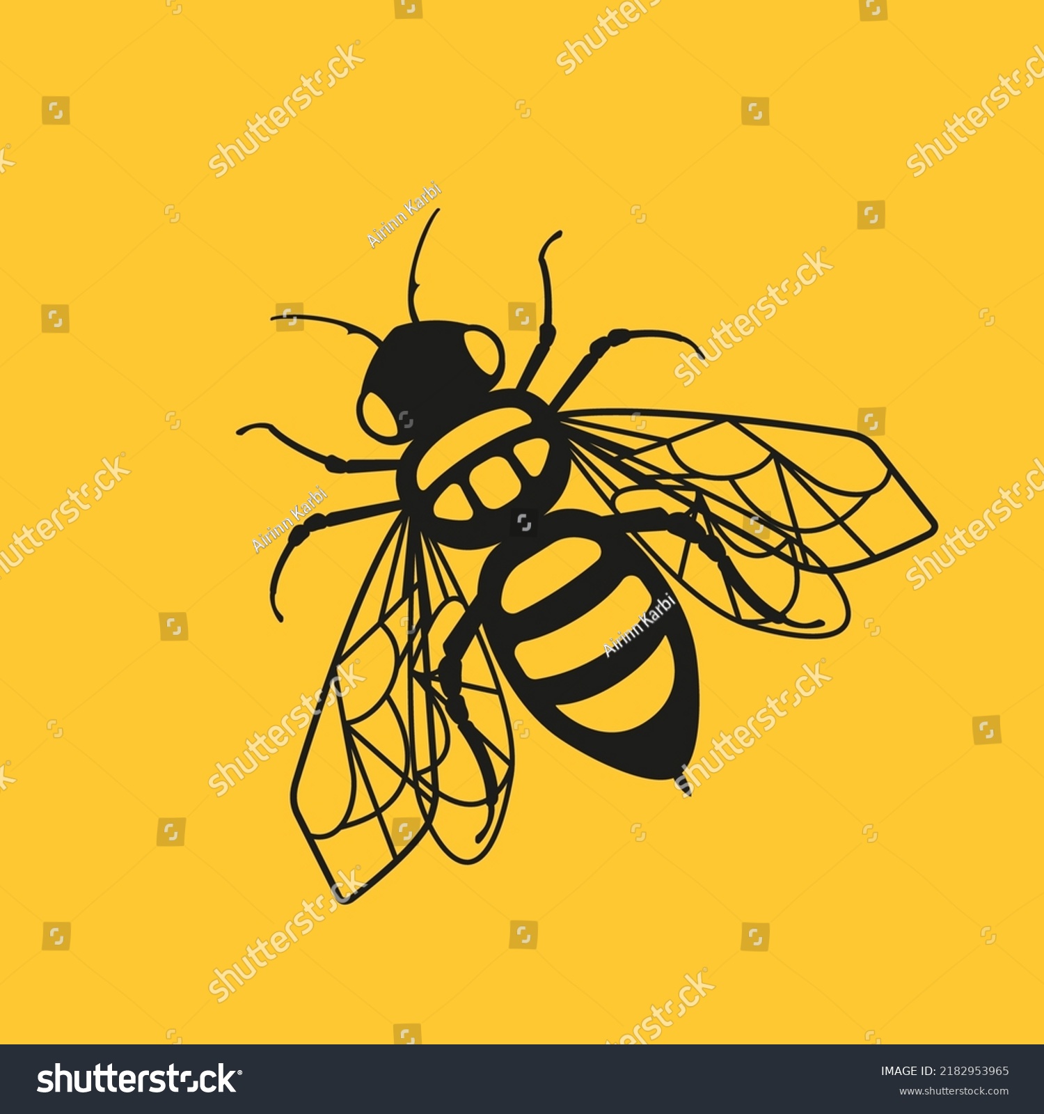 SVG of Honey bee on a yellow isolated background. Bumblebee with transparent wings. SVG file for cutting on a plotter.
Vector illustration. svg