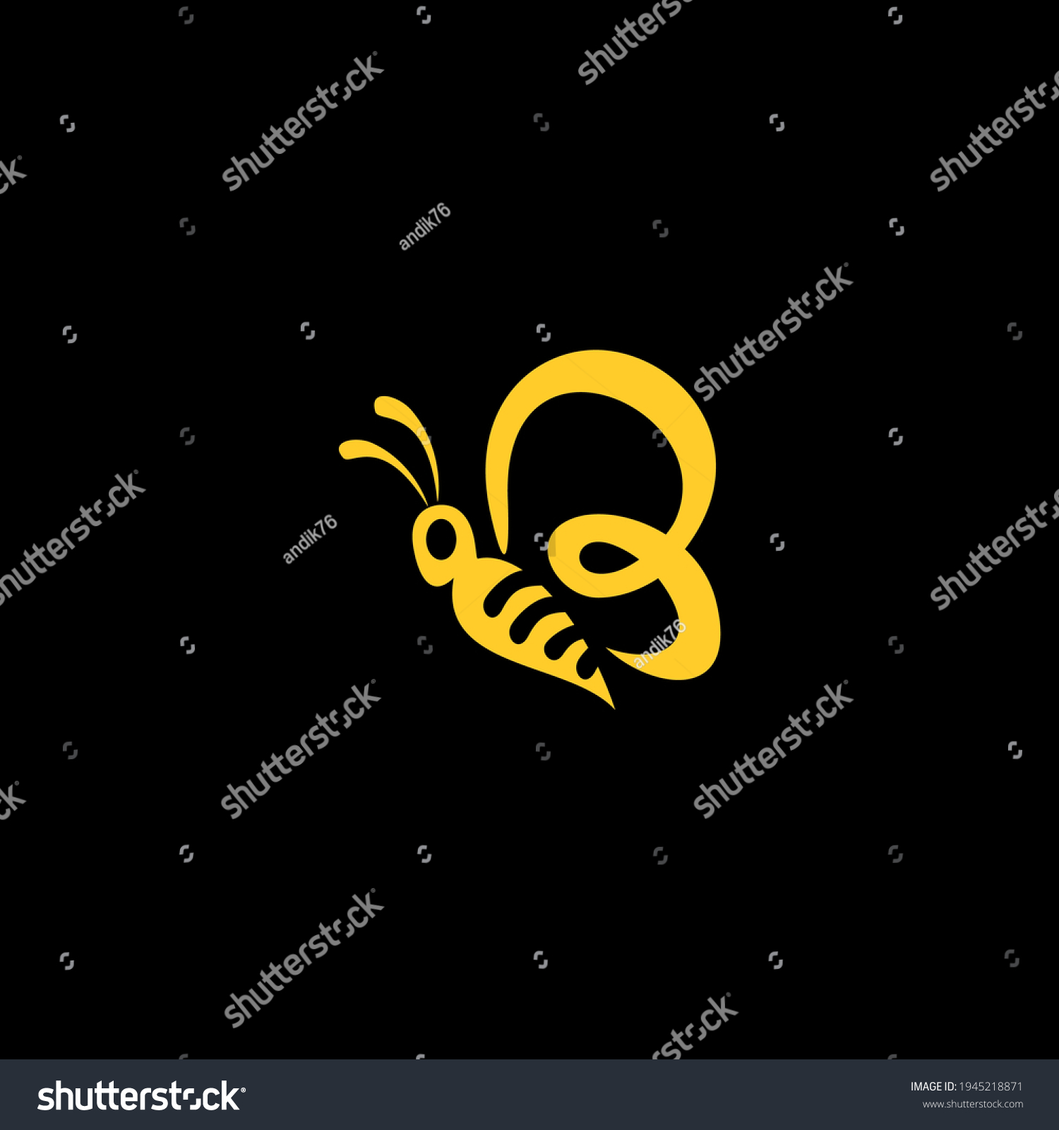 Honey Bee Letter B On Wings Stock Vector (Royalty Free) 1945218871