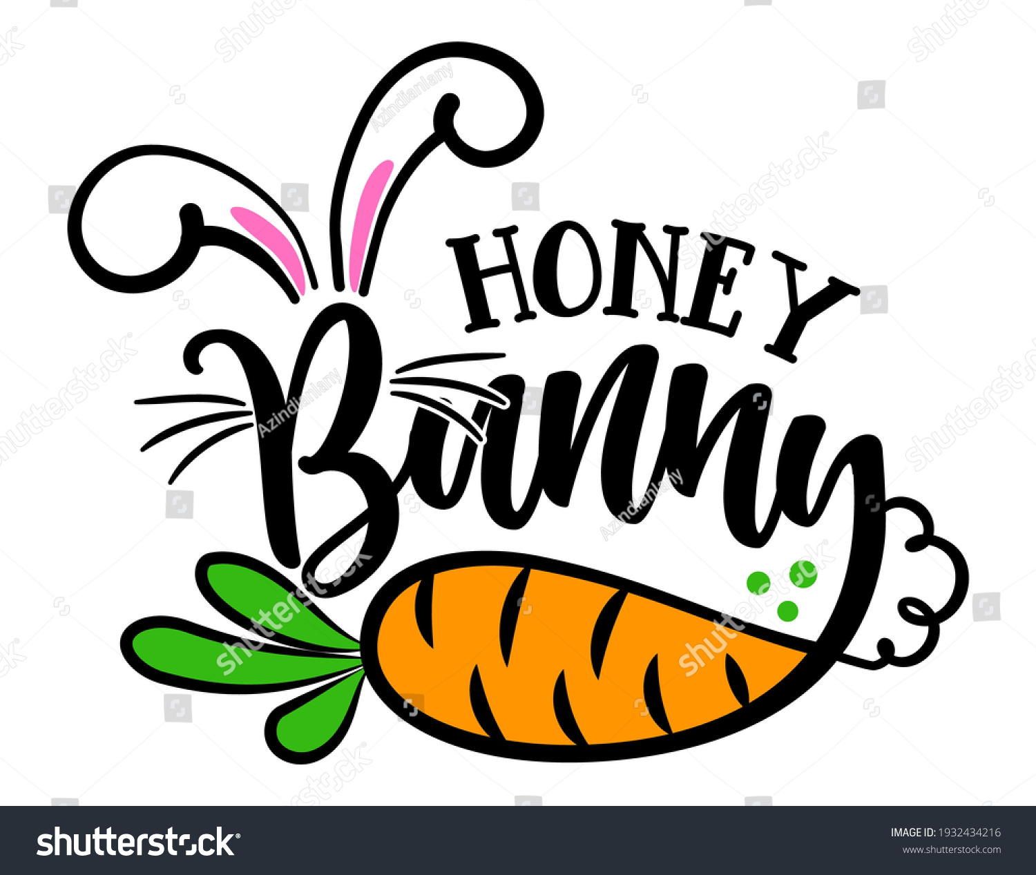 SVG of Honey Bunny - Cute Easter bunny design, funny hand drawn doodle, cartoon Easter rabbit. Good for Easter clothes, poster or t-shirt textile graphic design. Vector hand drawn illustration. svg