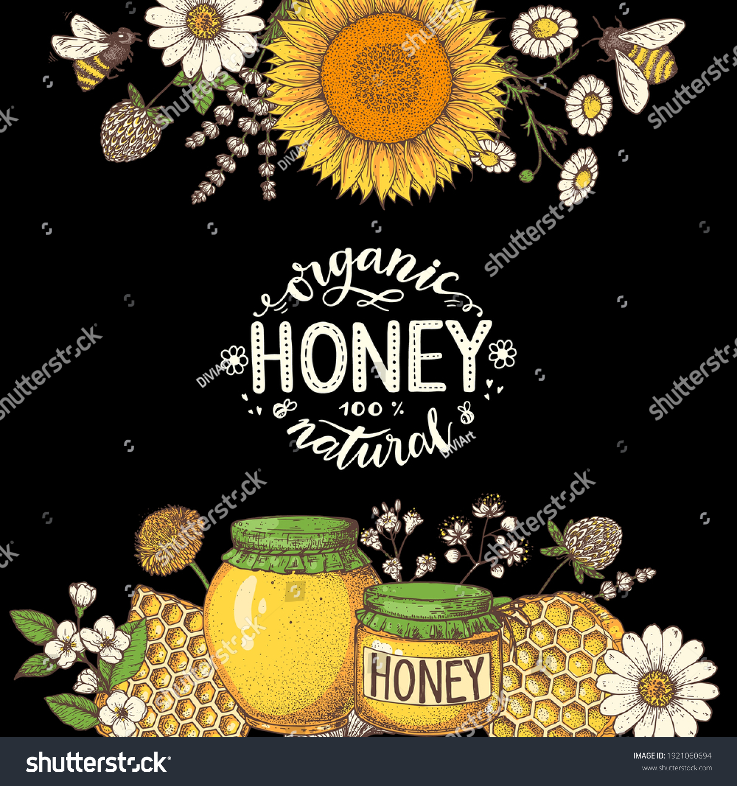 Honey Hand Drawn Vector Illustration Healthy Stock Vector (Royalty Free ...