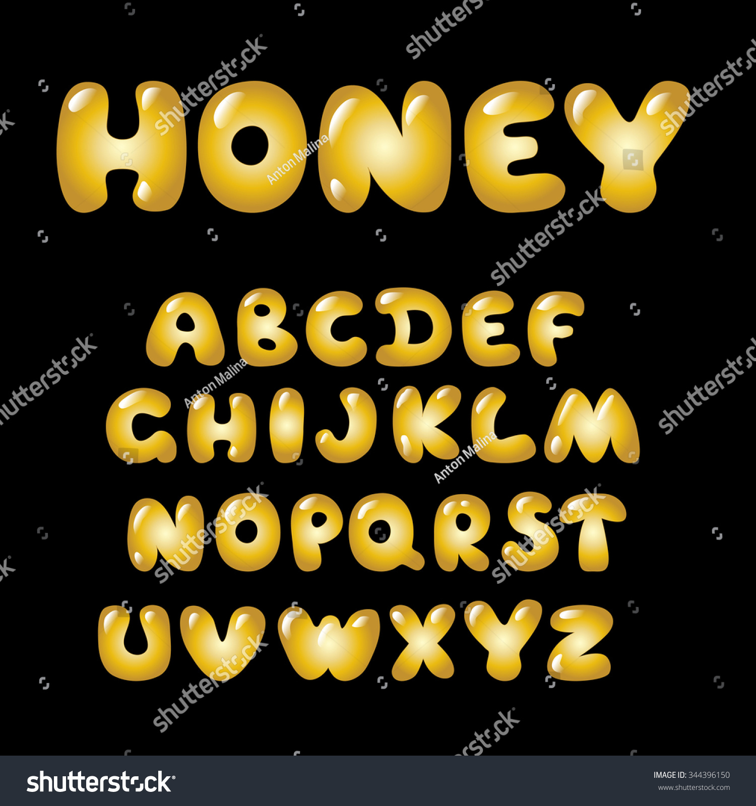 Honey Letters Vector Latin Alphabet Stock Vector (Royalty Free) 344396150