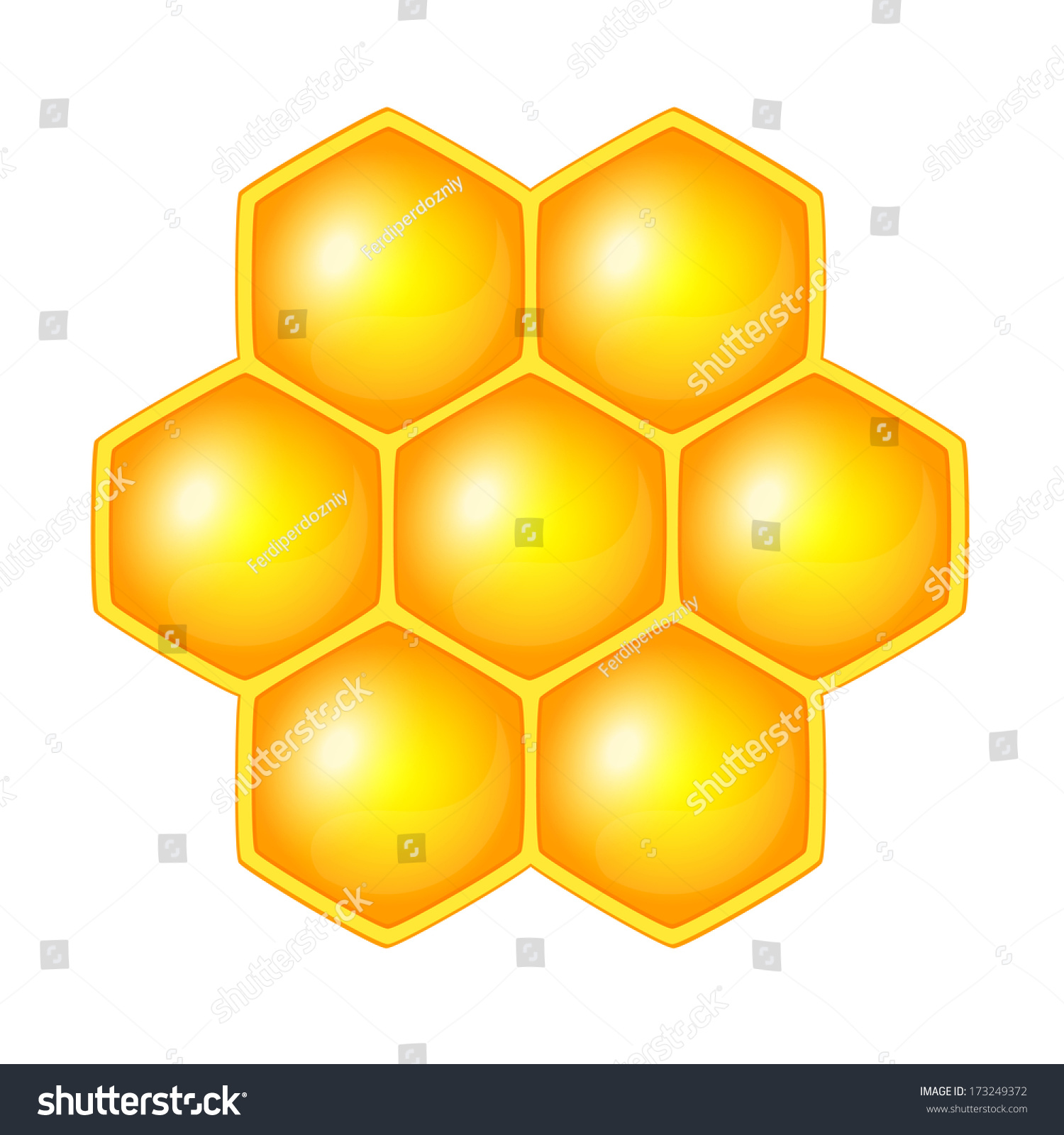 Honeycomb, Isolated On The White Stock Vector 173249372 : Shutterstock