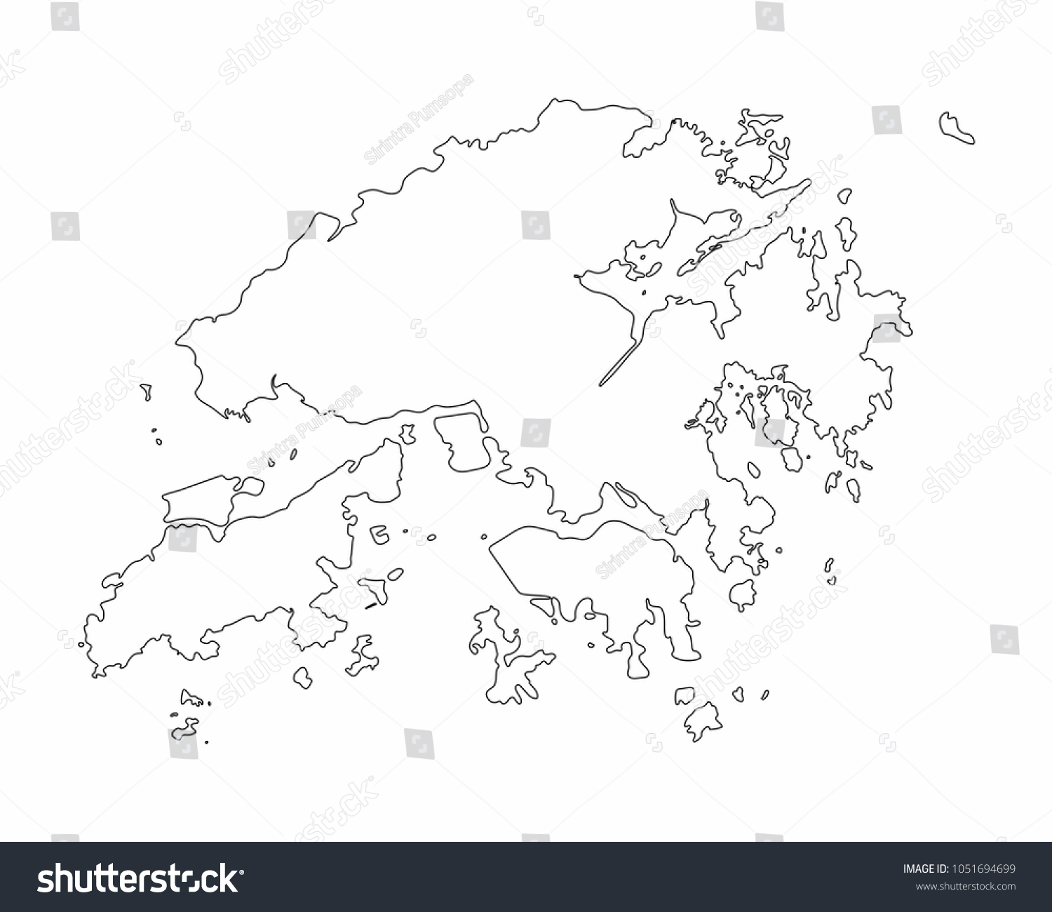 Hong Kong Map Outline Graphic Freehand Stock Vector (Royalty Free ...