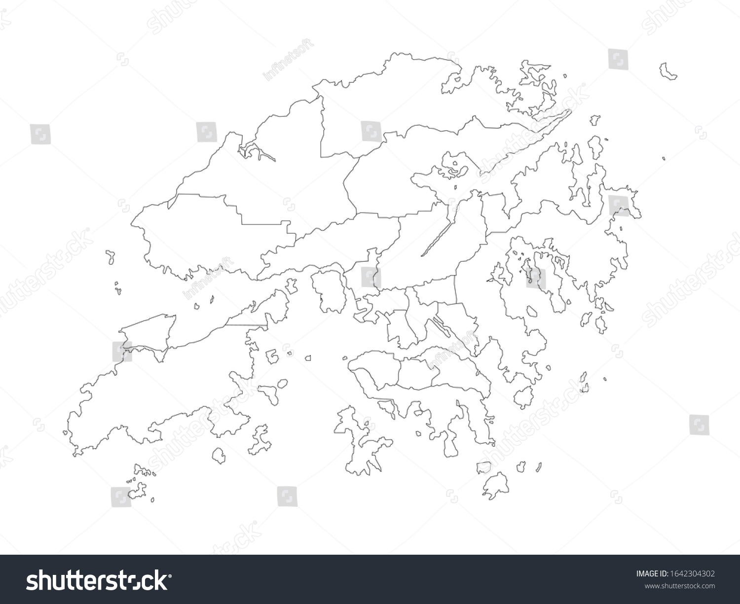 Hong Kong Map Provinces Vector White Stock Vector (Royalty Free