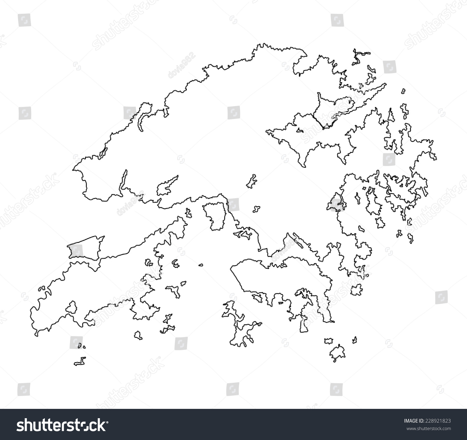 Hong Kong Vector Map Contour High Stock Vector 228921823 - Shutterstock