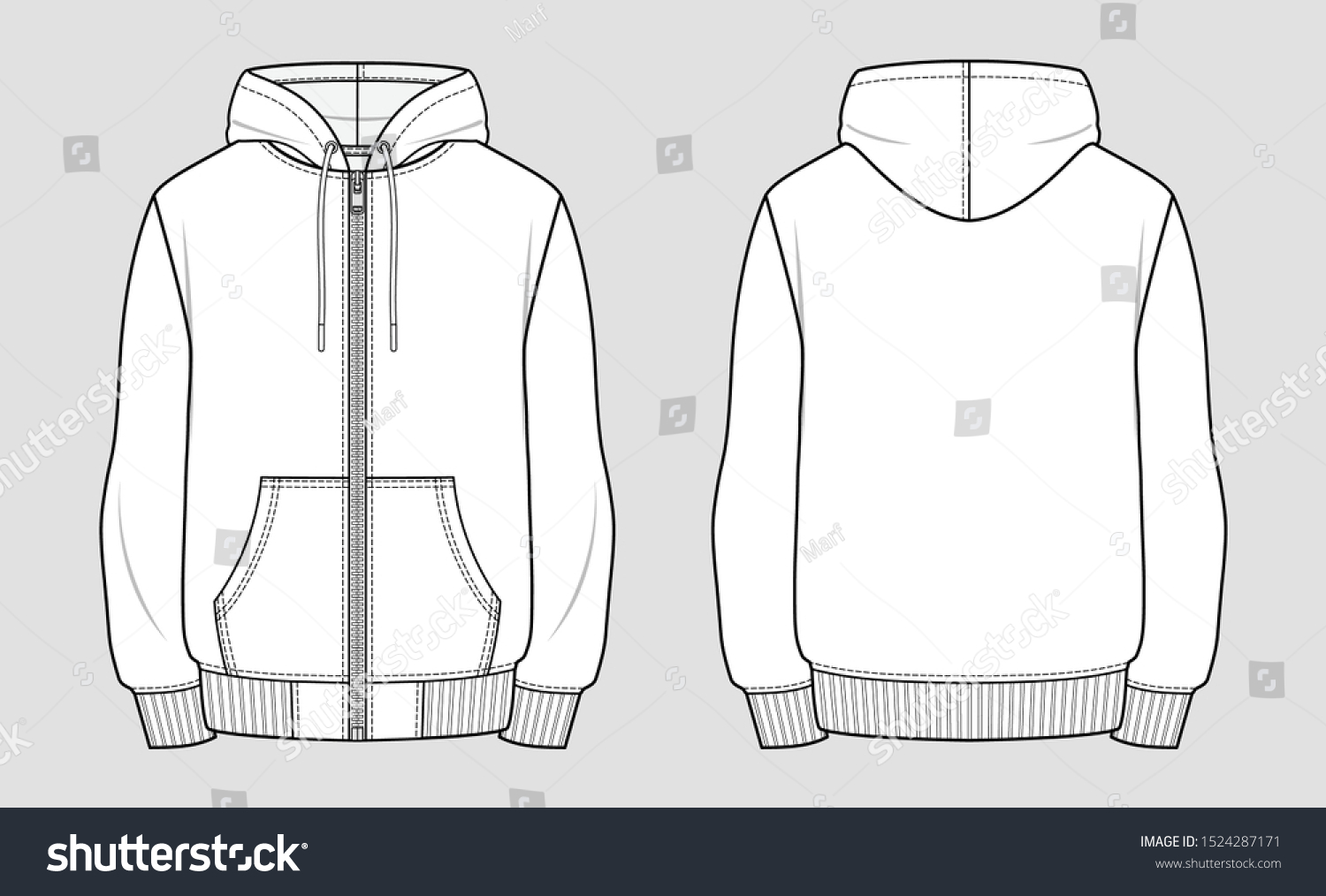 2,055 Zip hoodie template Images, Stock Photos & Vectors | Shutterstock
