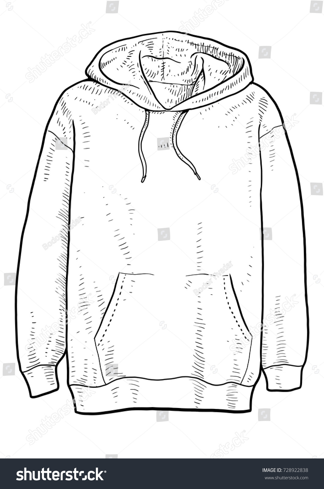 Hoodie Illustration Drawing Engraving Ink Line Stock Vector (Royalty