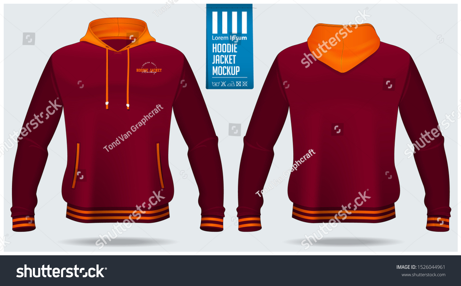 Download Hoodie Jacket Mockup Template Design Soccer Stock Vector Royalty Free 1526044961 PSD Mockup Templates