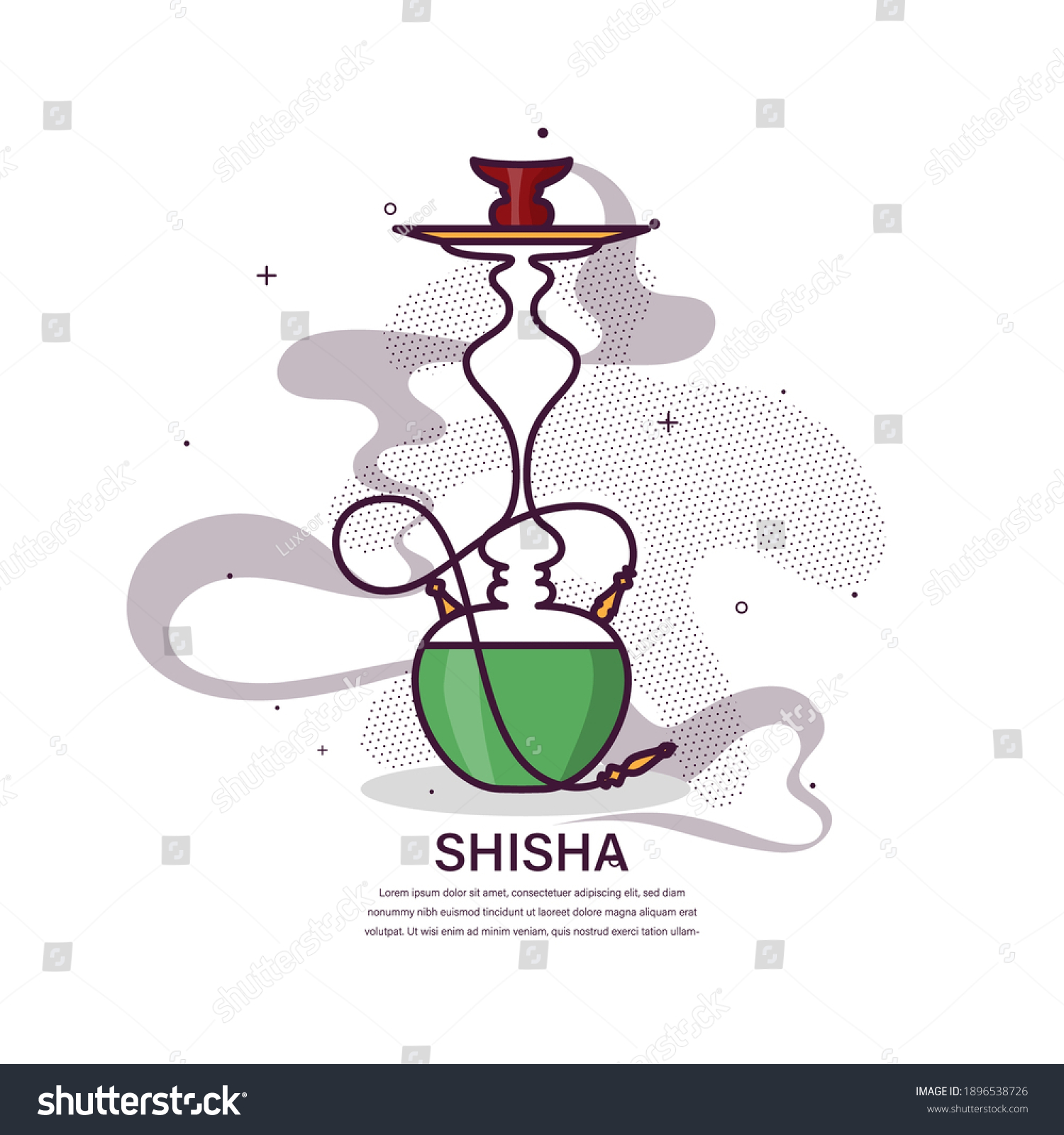 Hookah Smoke Stylized Flat Illustration Vector Stock Vector Royalty Free