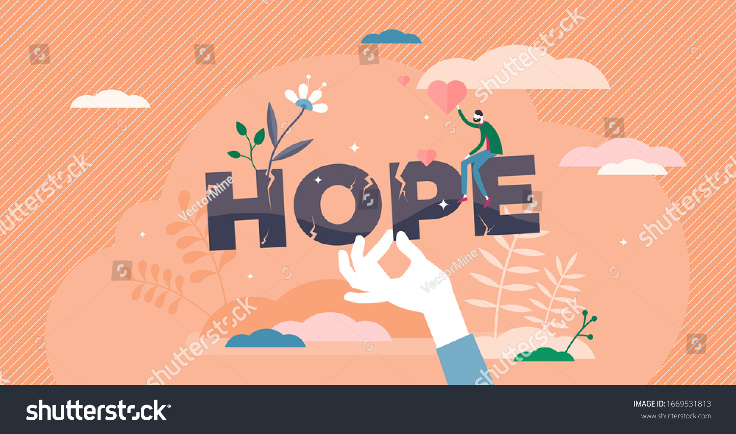 Hope Concept Flat Tiny Person Vector Stock Vector (Royalty Free ...