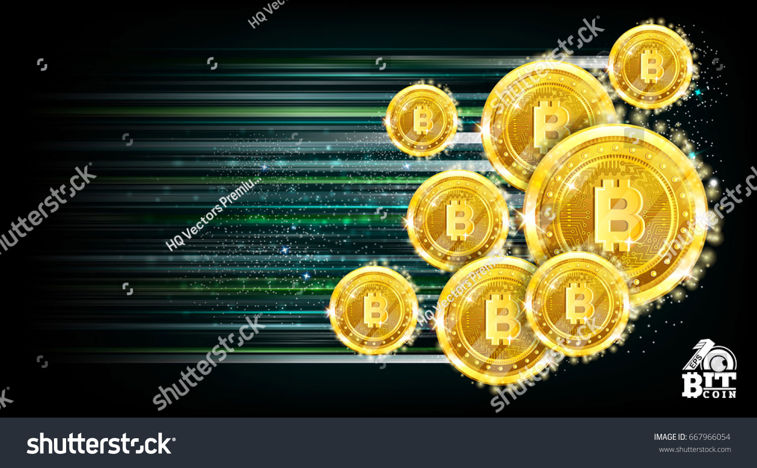 SVG of Horizontal background with bit coins flying with speed of light and motion track back for it svg