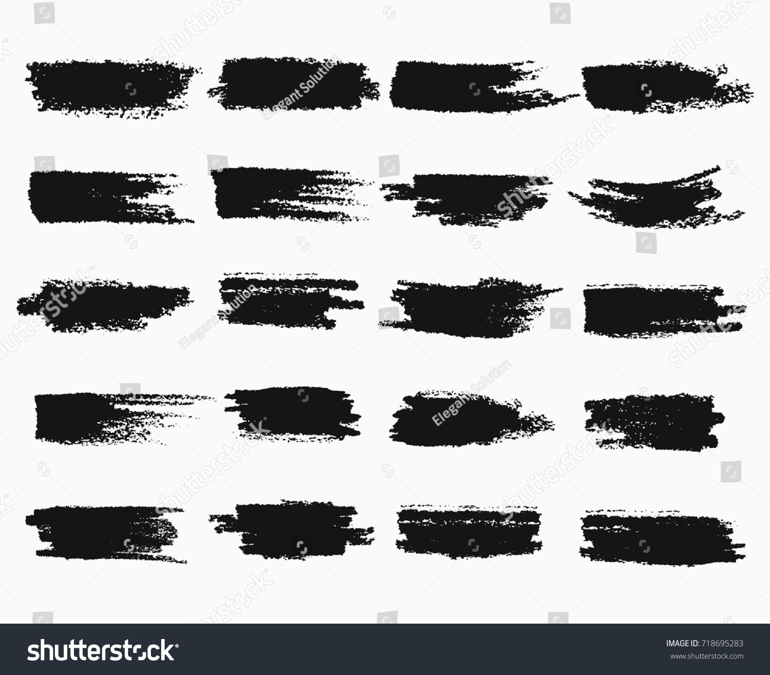 Horizontal Black Ink Scratches Brush Watercolor Stock Vector 718695283 ...