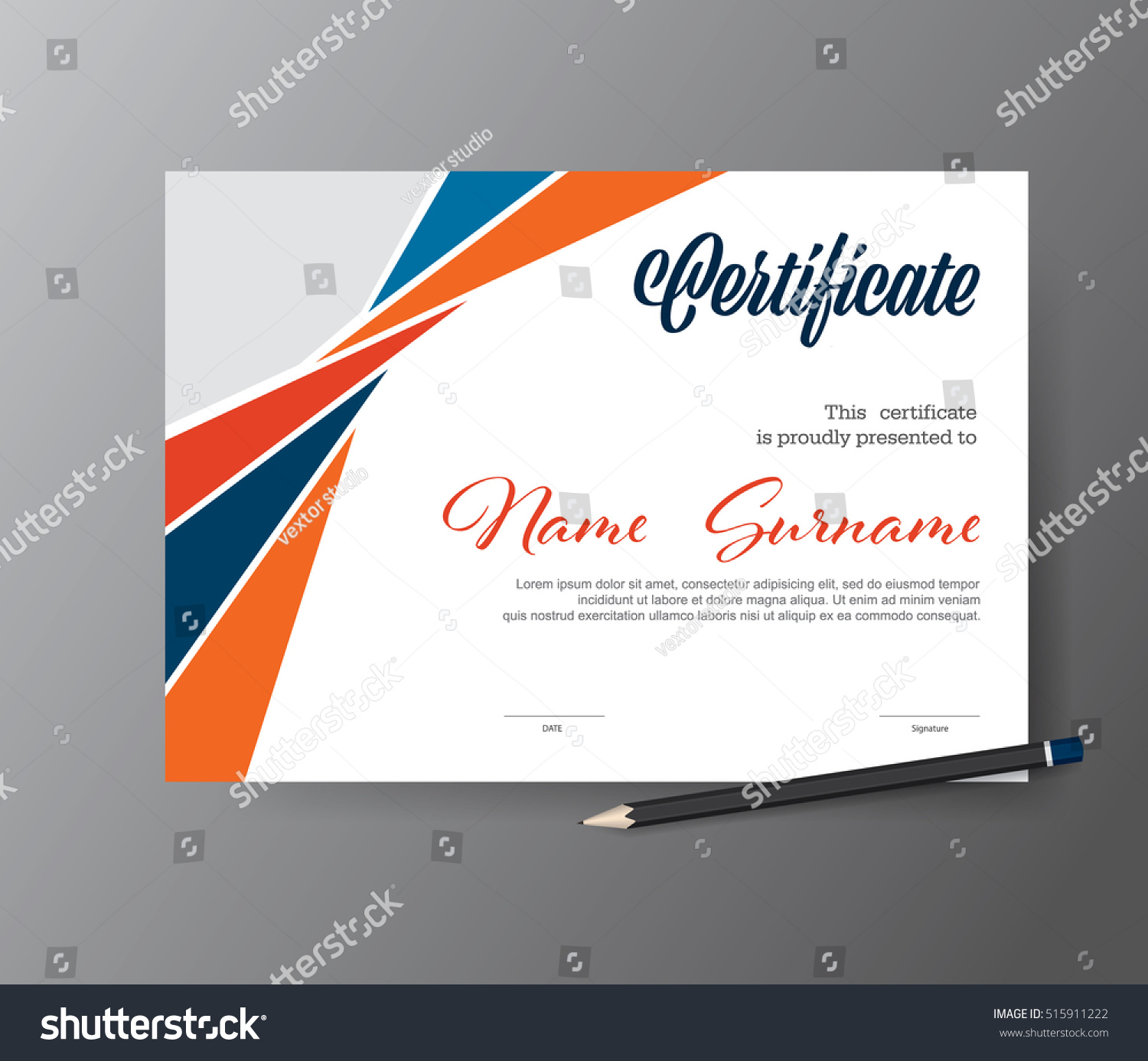 Horizontal Certificate Templateletter Size Diploma Vector Stock Vector ...