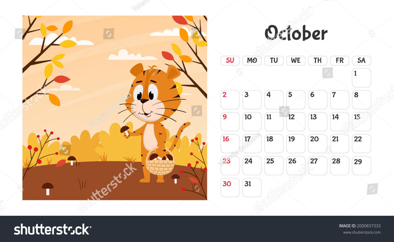 October 2022 Calendar Desktop Horizontal Desktop Calendar Page Template October Stock Vector (Royalty  Free) 2000837333