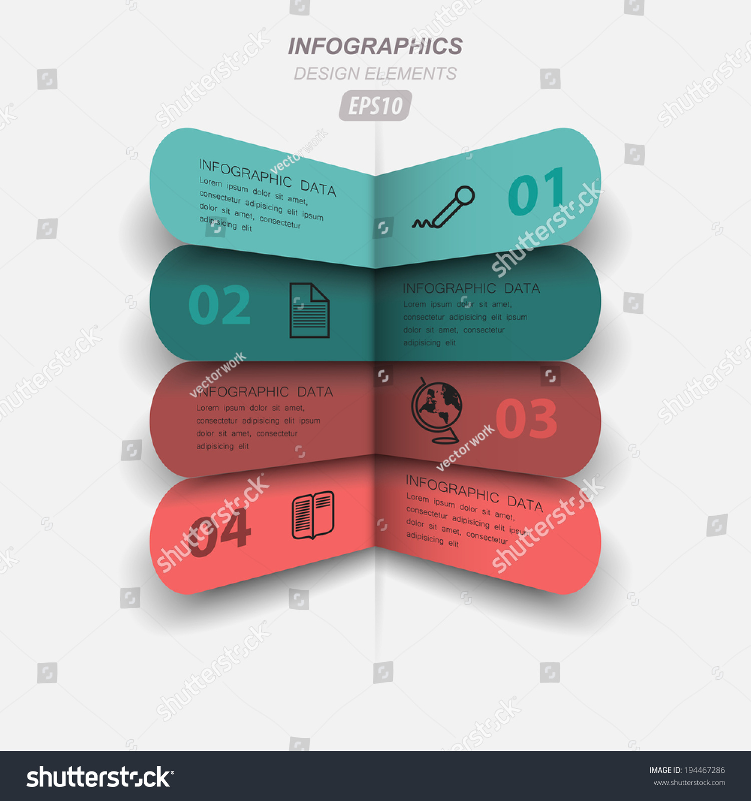 Horizontal Lines Corner Vector Infographics Template: เวกเตอร์สต็อก ...