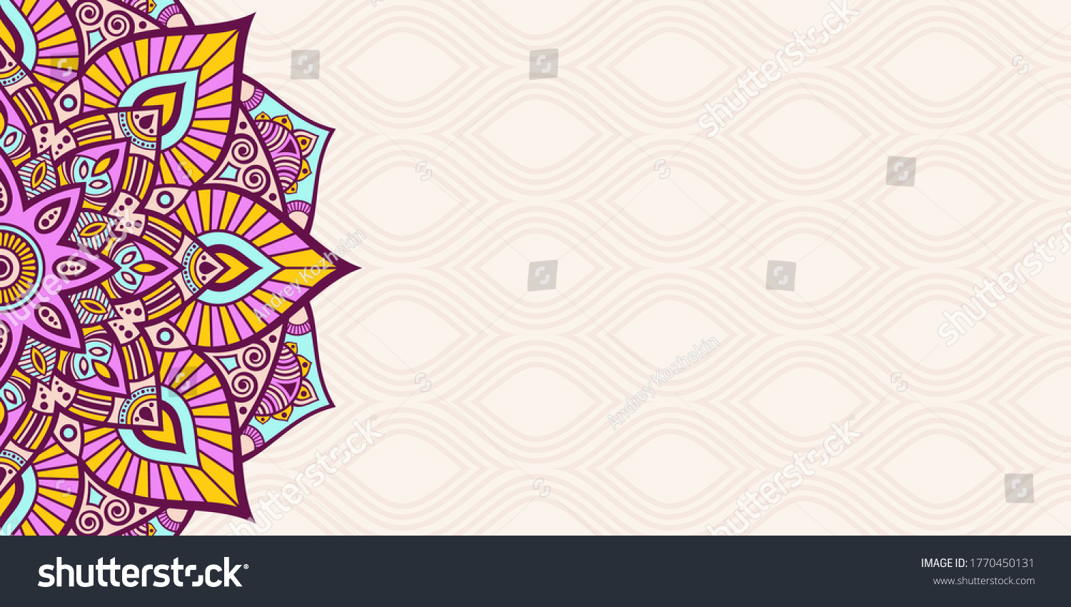 Horizontal Mandala Banner Decorative Flower Mandala Stock Vector ...