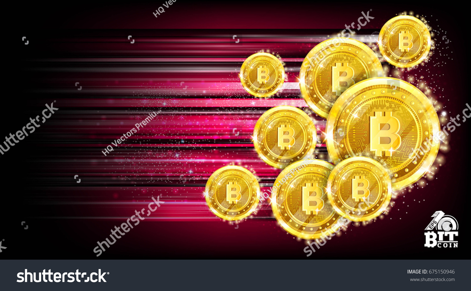 SVG of Horizontal red background with bit coins flying with speed of light and motion track back for it svg