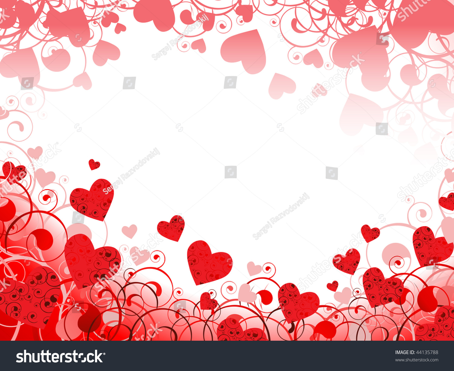 Horizontal Red Heart Frame Swirls Copyspace Stock Vector 44135788 ...