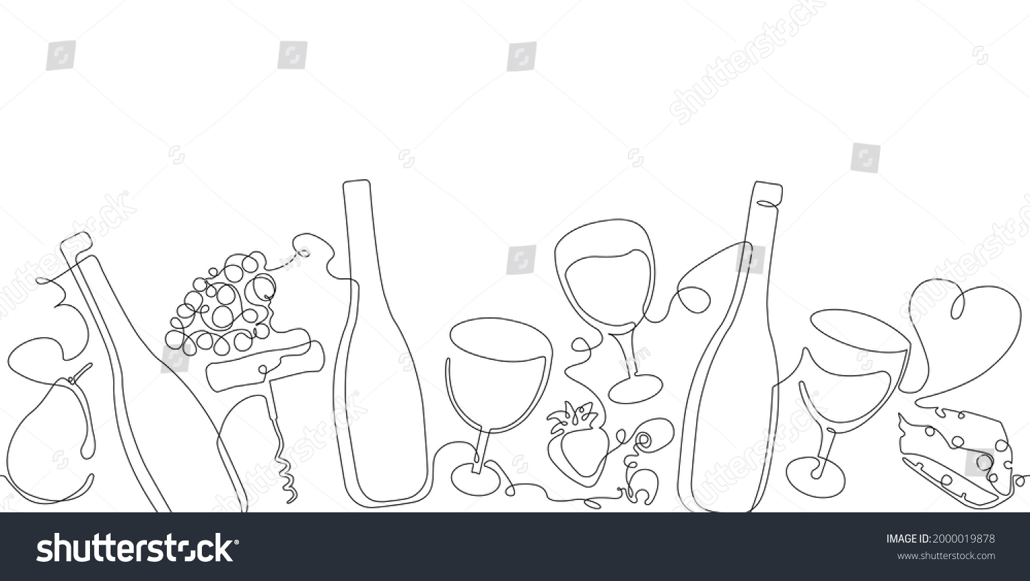 Horizontal Seamless Pattern Wine Border Continuous Stock Vector ...