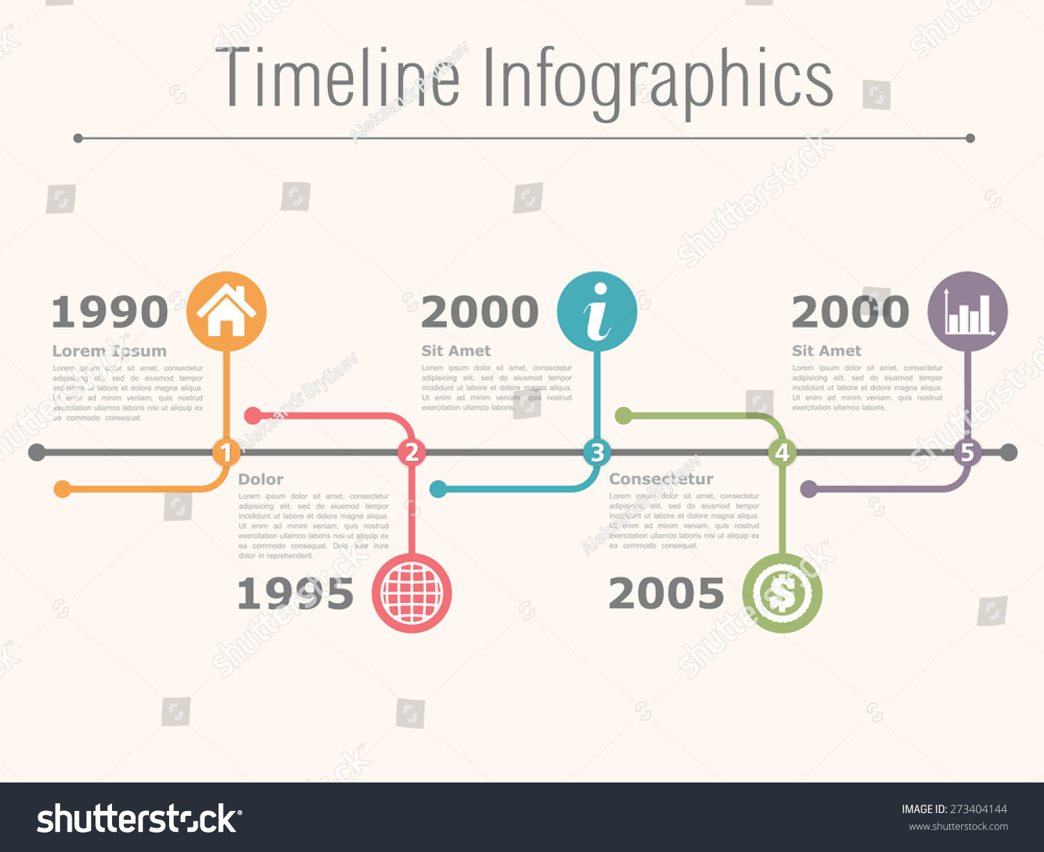 Horizontal Timeline Infographics Template, Vector Eps10 Illustration ...