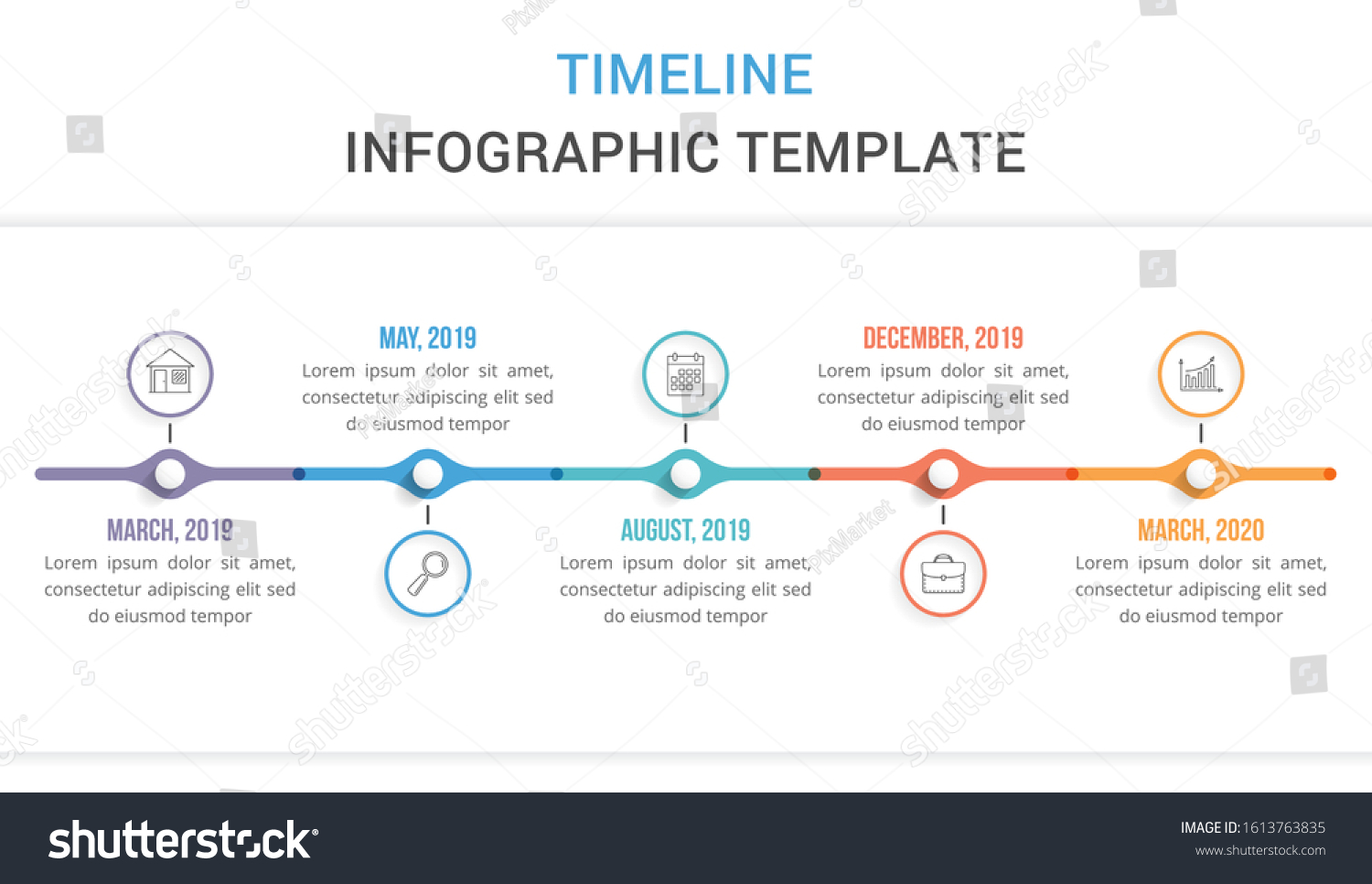 Horizontal Timeline Template Five Elements Infographic Stock Vector ...