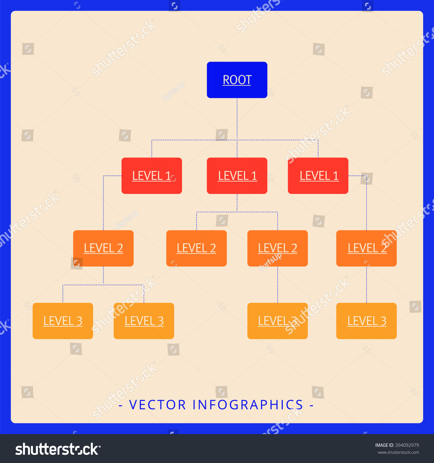 Horizontal Tree Diagram Template 1: vector de stock (libre de regalías ...