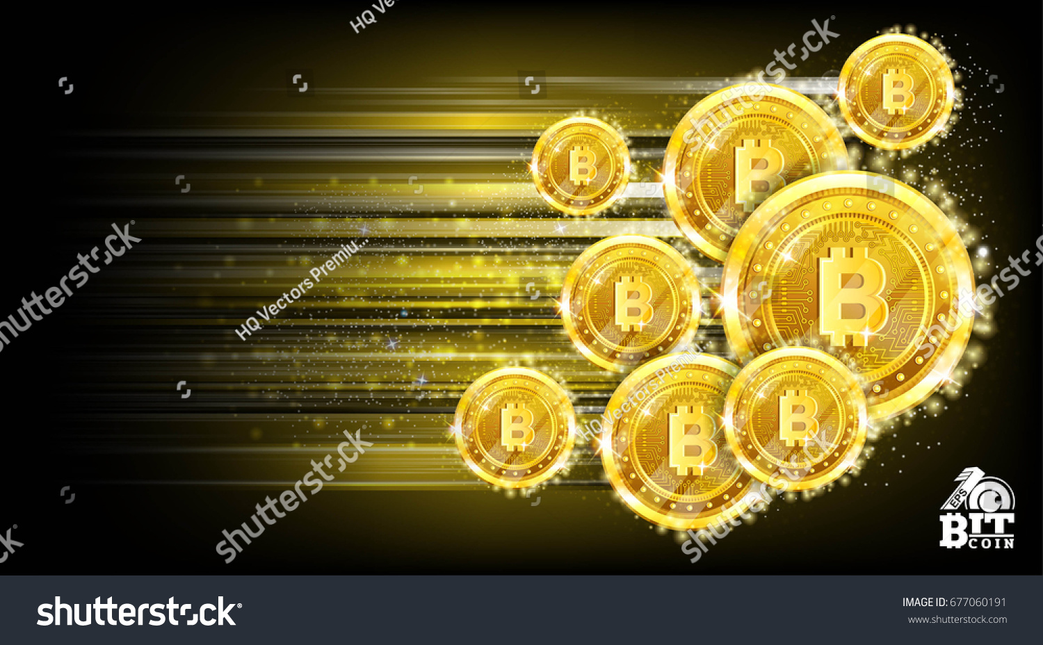 SVG of Horizontal yellow background with bit coins flying with speed of light and motion track back for it svg