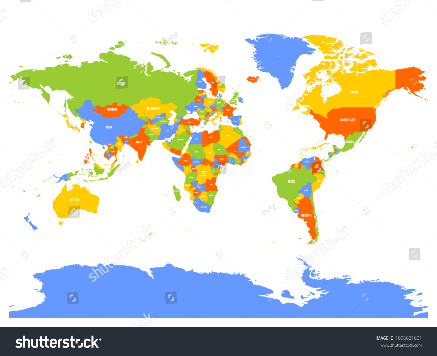 Horizontally Flipped Political Map World Mirror Stock Vector (Royalty ...