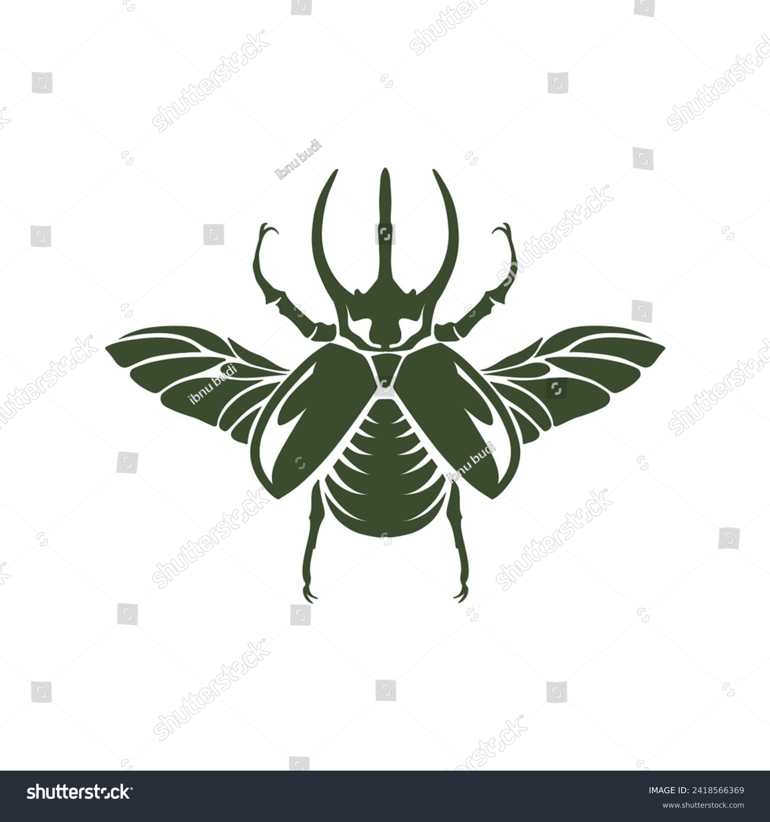 SVG of horned beetle illustration in silhouette style svg