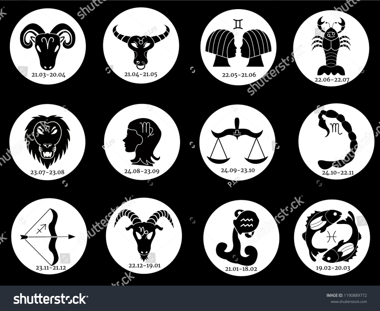 Horoscope All Zodiac Signs Minimalism Vector Stock Vector Royalty Free 1190889772