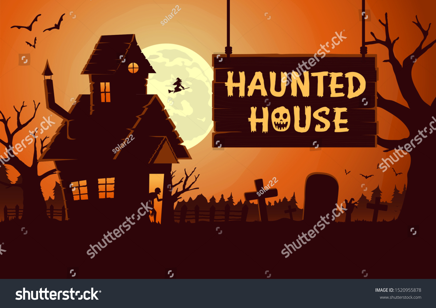 Horror Background Template Haunted House Full Stock Vector (Royalty ...