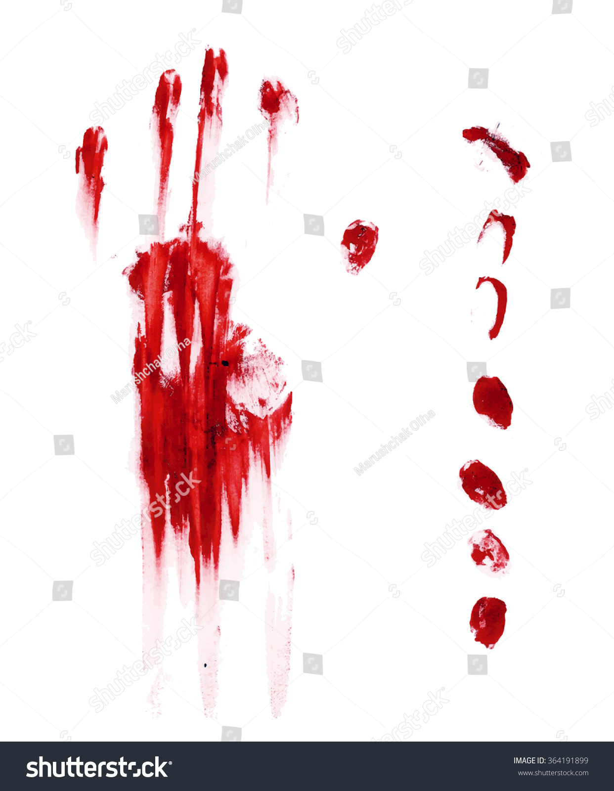 Horror Blood Hand And Finger Print. Stock Vector Illustration 364191899 ...