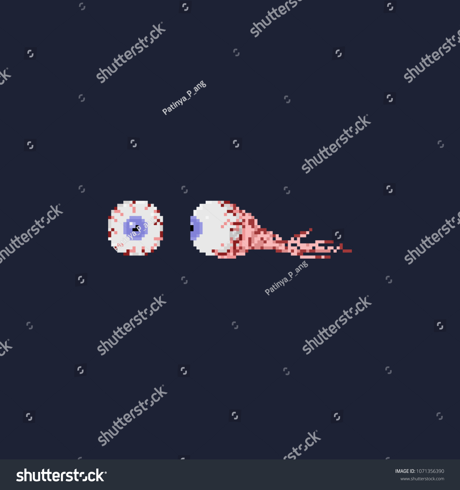 Horror Eyeballs Pixel Artfront Side View Stock Vector (Royalty Free ...