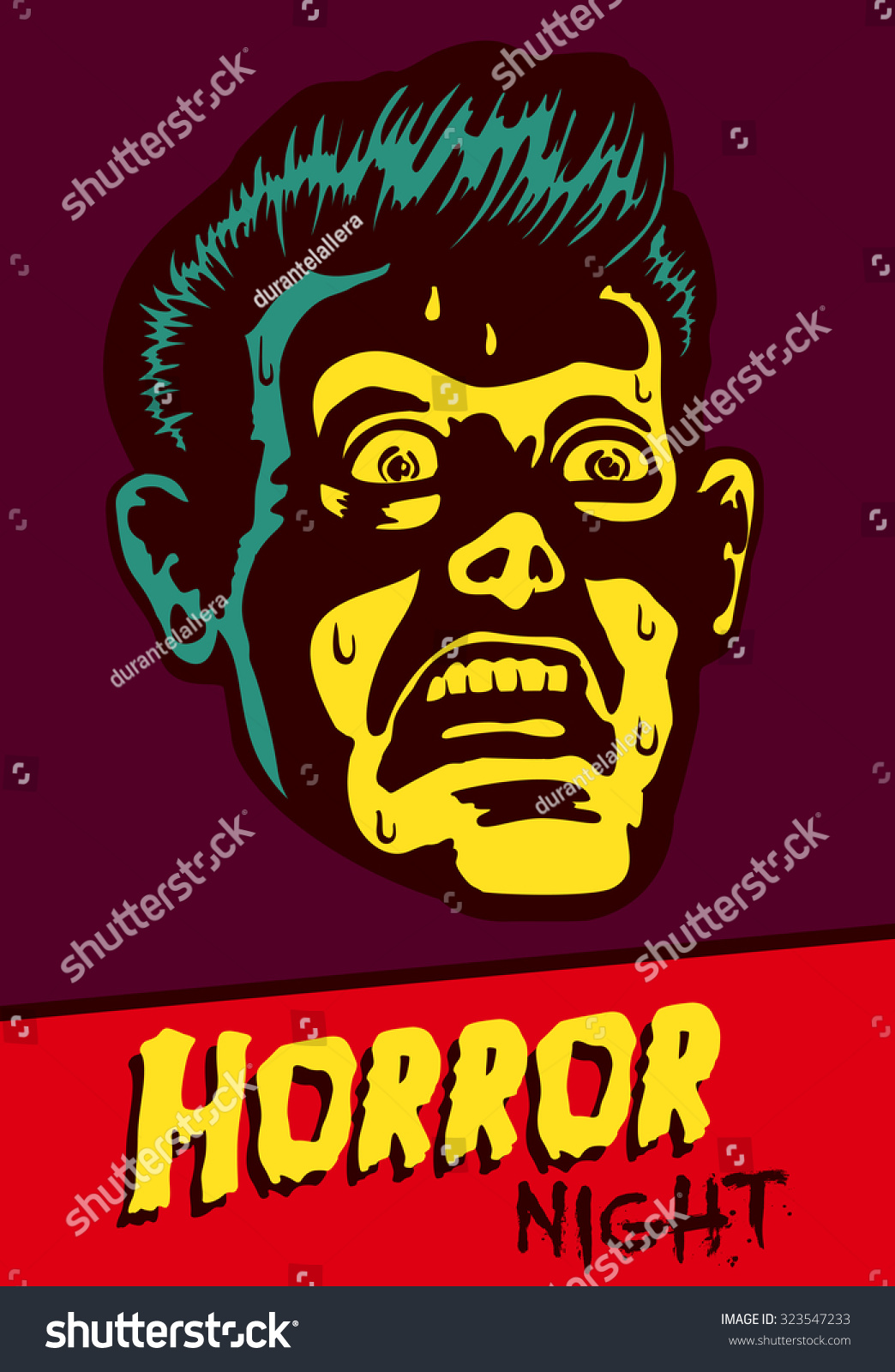 Horror Night Halloween Party Movie Night Stock Vector