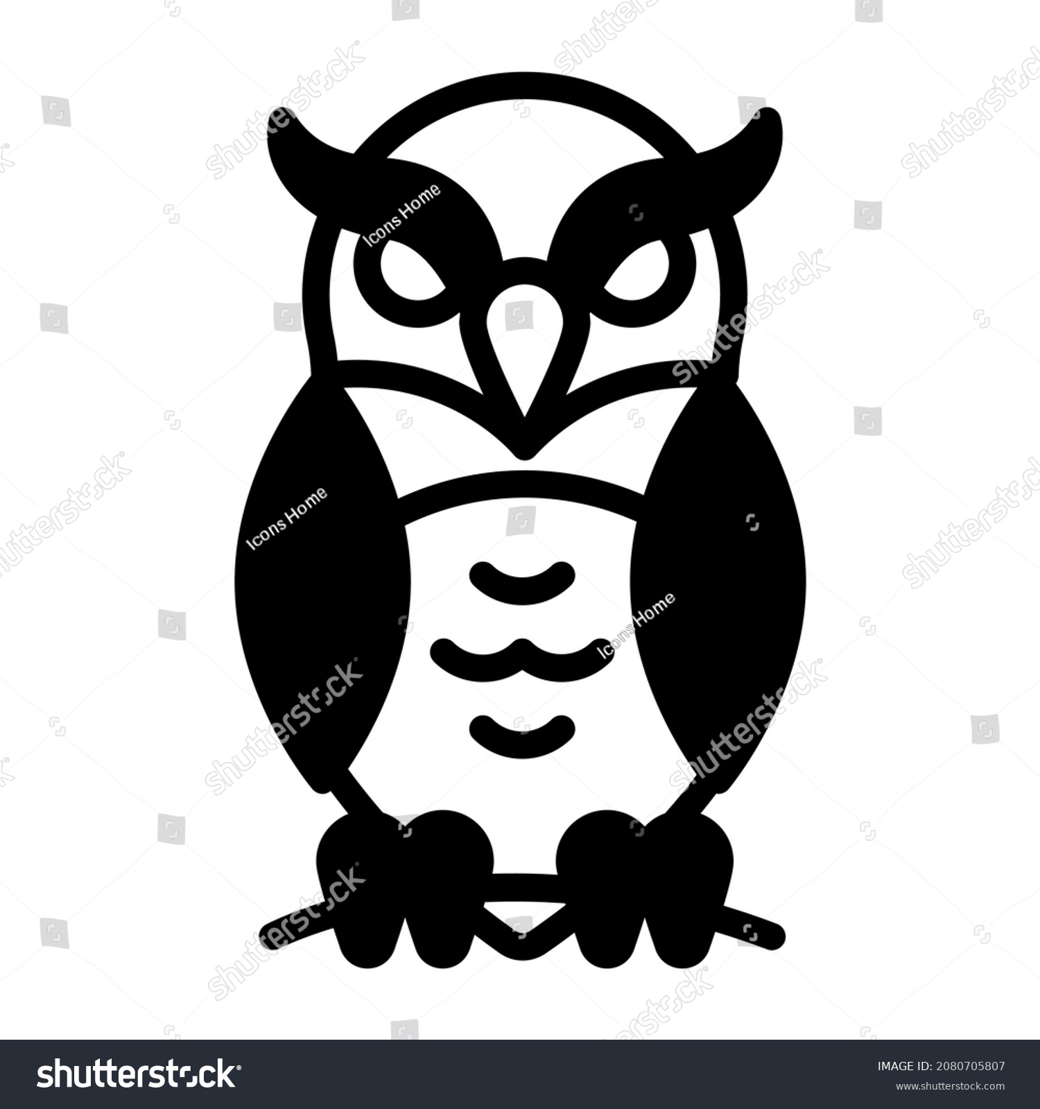 Horror Owl Vector Black Filled Outline Stock Vector (Royalty Free ...