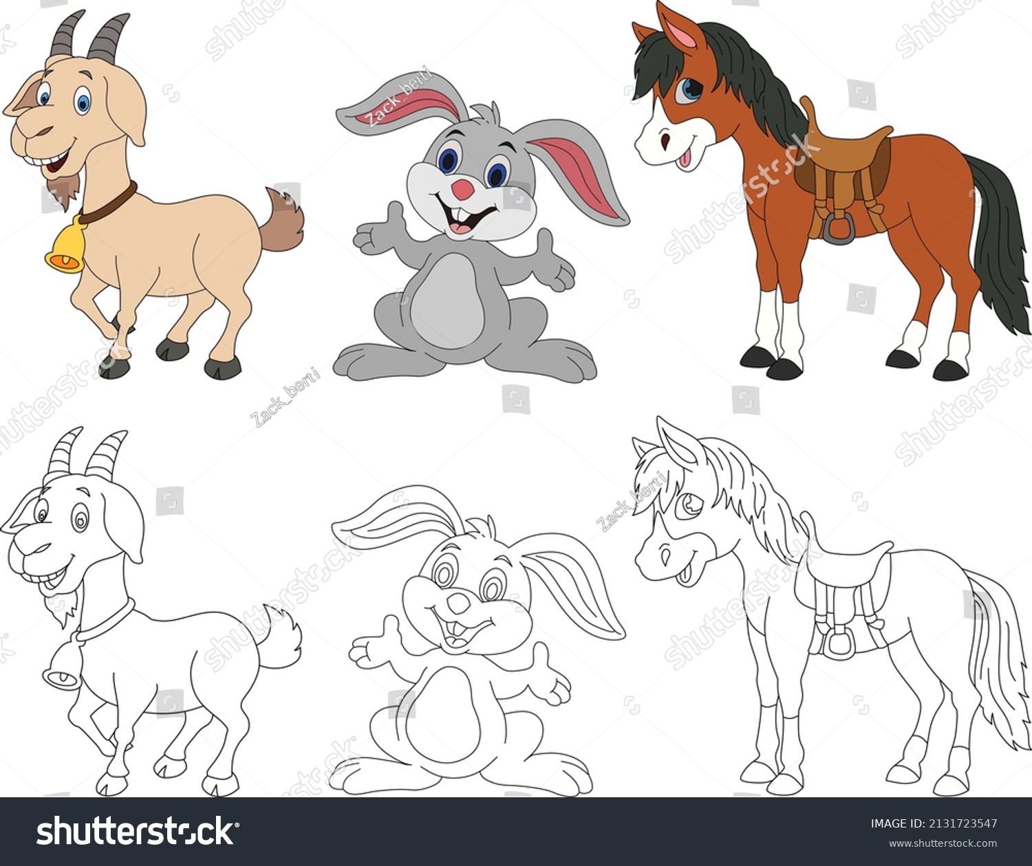 SVG of horse and sheep rabbit vector, for coloring book svg
