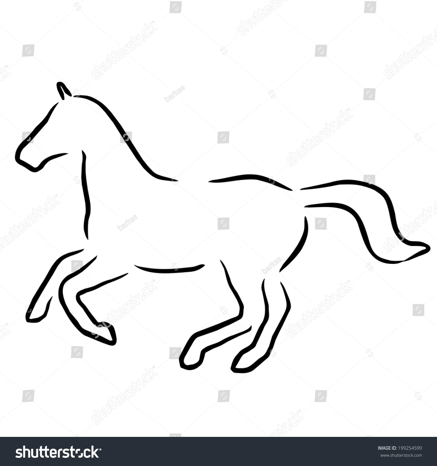 Horse Black Line Stock Vector 199254599 - Shutterstock